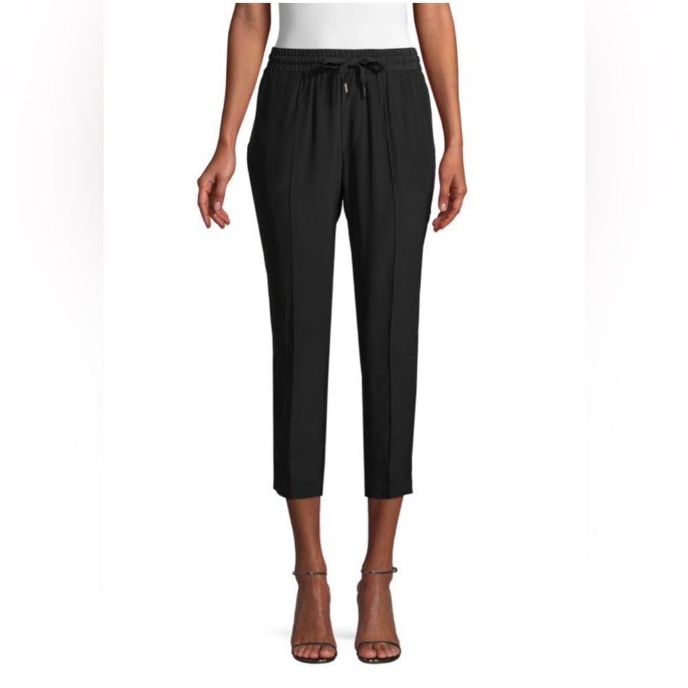 ATM Anthony Thomas Melillo Black Silk Drawstring Cropped Pants Sz S Minimalist